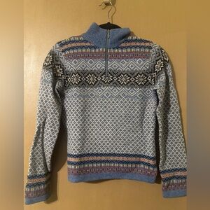 L.L. Bean Fair Isle Lambswool Half Zip Sweater XS